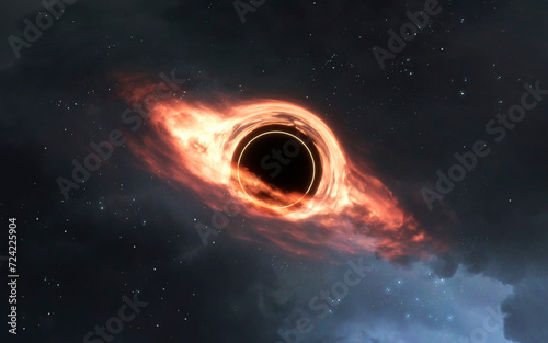 3D illustration of giant Black hole in deep space. High quality digital space art in 5K - realistic visualization