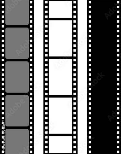 Grunge film strips collection. Old retro cinema movie strip video recording. Vector .