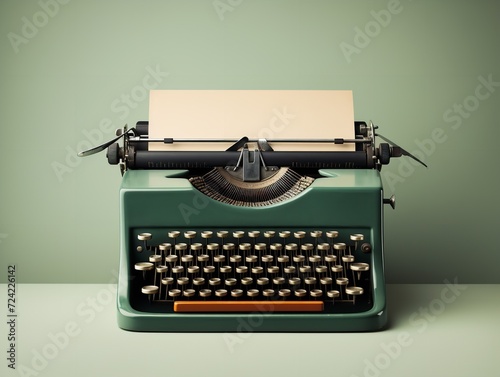 Vintage Typewriter Blank Paper Retro Writing Isolated on White Background AI Generated