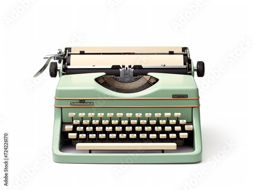 Vintage Typewriter Blank Paper Retro Writing Isolated on White Background AI Generated