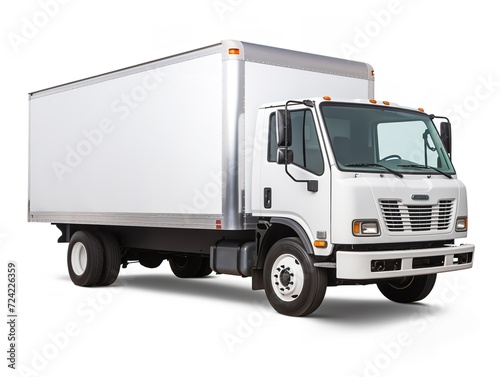 Obraz na płótnie White Delivery Car Side View Commercial Shipping Isolated on White Background AI Generated w salonie