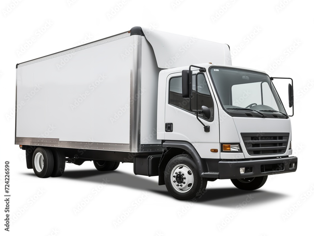 White Delivery Car Side View Commercial Shipping Isolated on White Background AI Generated White Delivery Car Side View Commercial Shipping Isolated on White Background AI Generated