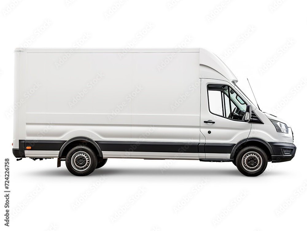 White Delivery Car Side View Commercial Shipping Isolated on White Background AI Generated