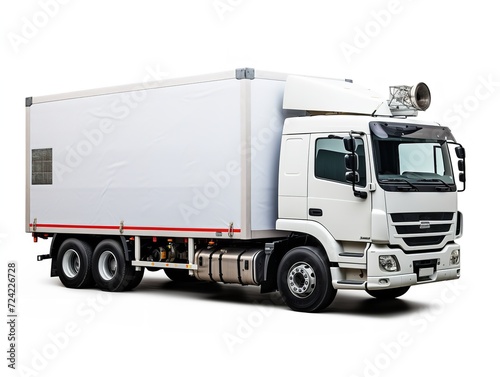 White Delivery Car Side View Commercial Shipping Isolated on White Background AI Generated