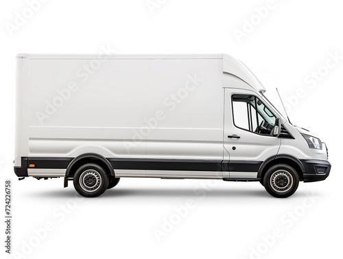 Obraz na płótnie White Delivery Car Side View Commercial Shipping Isolated on White Background AI Generated w salonie