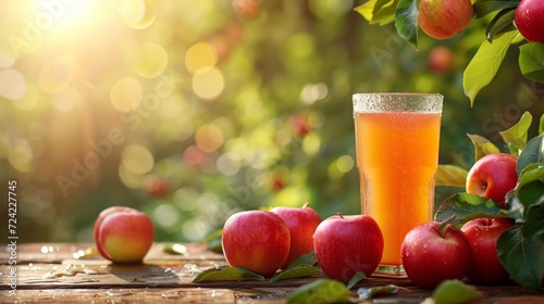 Beautiful background for apple juice advertising