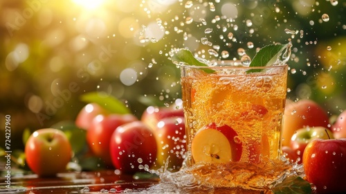 Beautiful background for apple juice advertising
