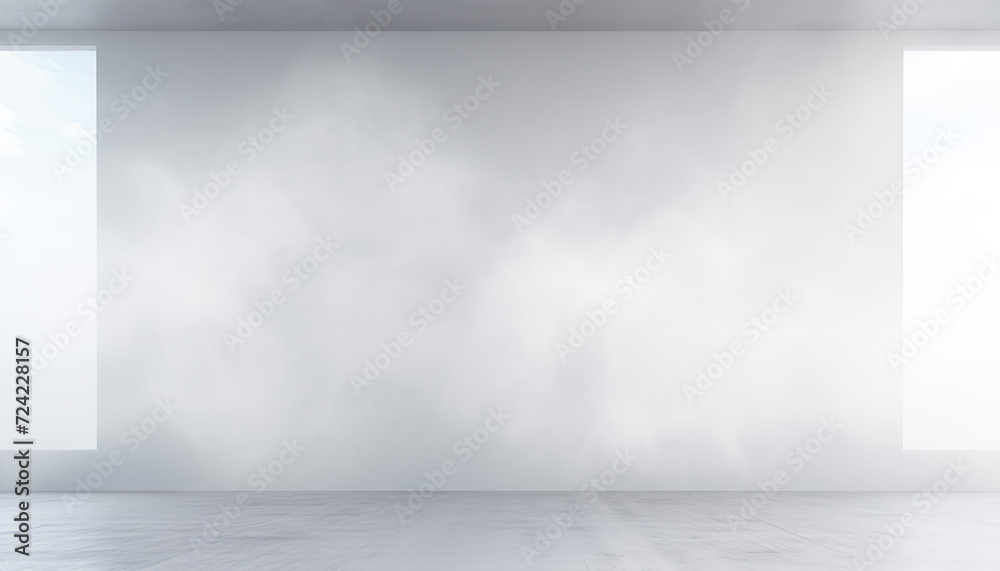 Cloud haze in a large room of a skyscraper,Generated by AI - obrazy, fototapety, plakaty 