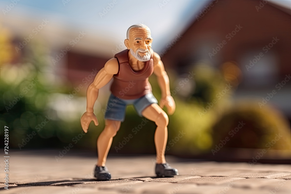 Whiskered Curiosity: Captivating Snapshot of a Petite Bearded Senior Gentleman Figurine