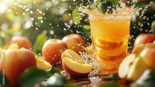 Beautiful background for apple juice advertising