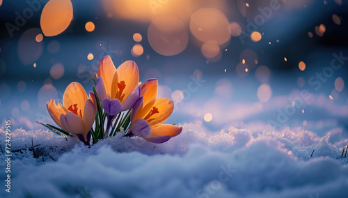 flowers bloom in white snow during the winter
