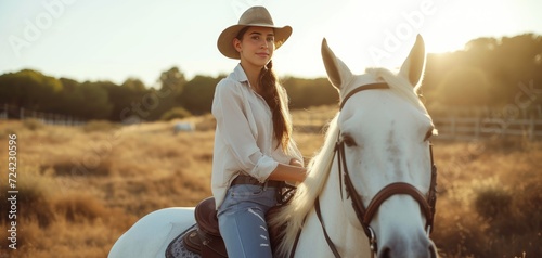 Equestrian girl , really pretty girl , white horse, horse riding  © Budimir