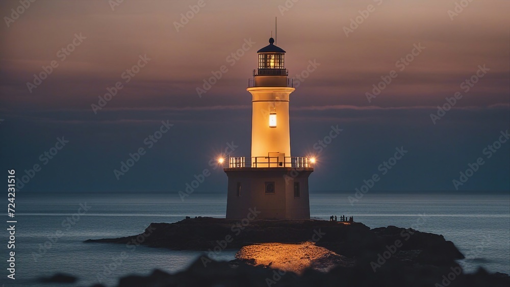 lighthouse at sunset A lighthouse at night by the sea, lighthouse is   a portal to another dimension  