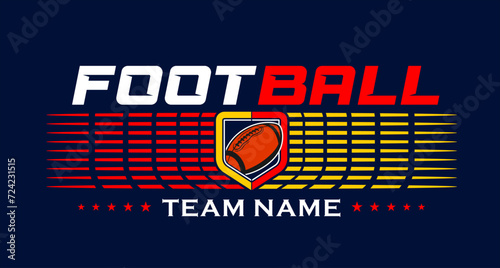 American football team fan vector clipart. Banner, card, flyer, t shirt print design. 
Isolated on dark blue background. 
