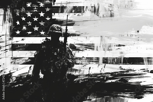 Soldier, Memorial Day or Veterans Day, rough charcoal sketch.