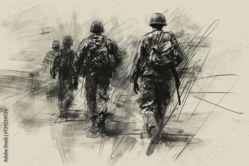 Soldier  Memorial Day or Veterans Day  rough charcoal sketch.