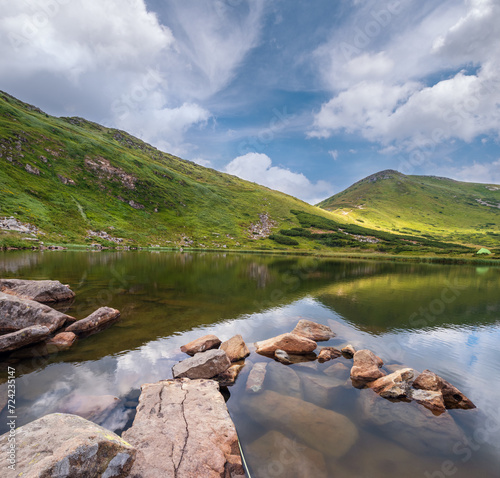 Summer Nesamovyte lake landscape, Chornohora ridge, Carpathian mountains, Ukraine photo