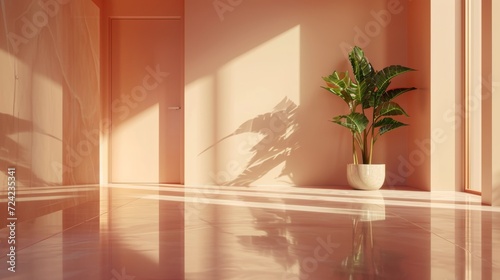 modern minimalist interior or decoration in pale pink