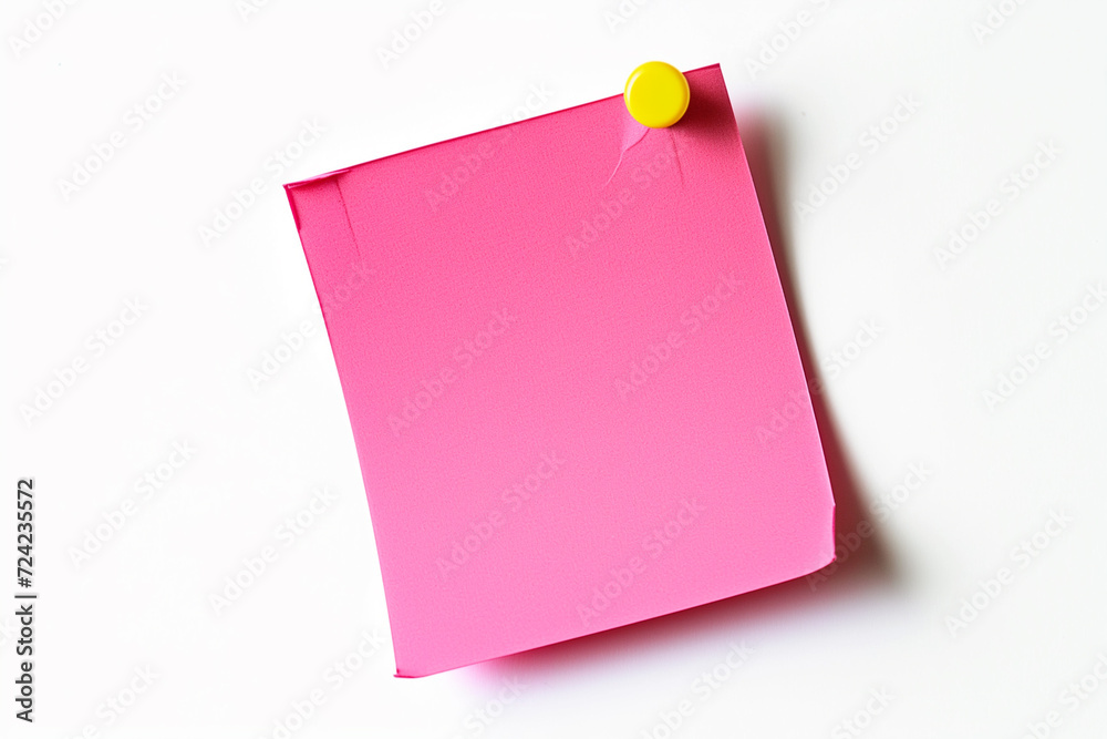 one Pink colored sticky note pinned on a white background, Empty blank note paper stick on white board, pinned Reminder memo isolated on flat wall, Pink color blank sheet paper on white background one Pink colored sticky note pinned on a white background, Empty blank note paper stick on white board, pinned Reminder memo isolated on flat wall, Pink color blank sheet paper on white background