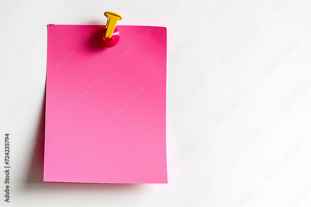 one Pink colored sticky note pinned on a white background, Empty blank note paper stick on white board, pinned Reminder memo isolated on flat wall, Pink color blank sheet paper on white background one Pink colored sticky note pinned on a white background, Empty blank note paper stick on white board, pinned Reminder memo isolated on flat wall, Pink color blank sheet paper on white background