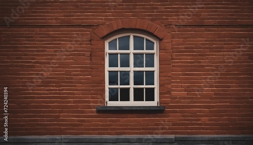 old window with red brick wall