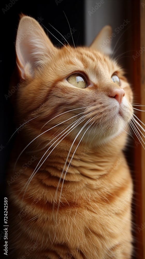 Pensive Orange Tabby Cat Gazing Outdoors