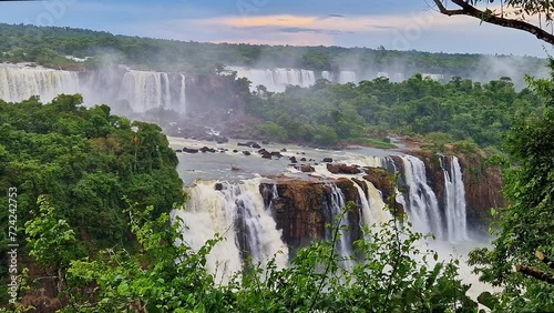 Iguazu Falls, the largest series of waterfalls of the world, located at the Brazilian and Argentinian border, View from Brazilian side, one of the Seven Natural Wonders of the World photo