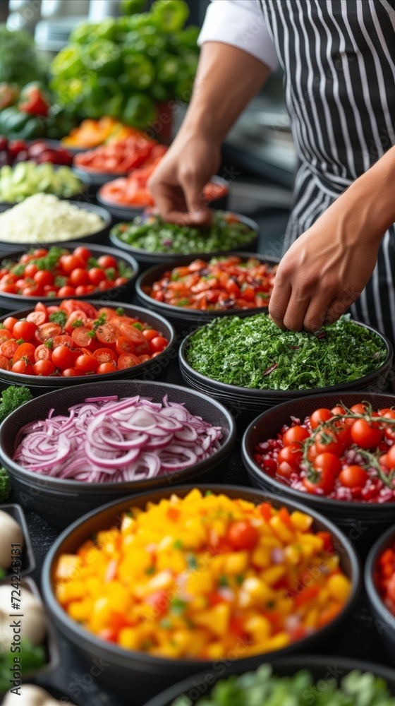 Person in a Kitchen Preparing Food in Bowls Person in a Kitchen Preparing Food in Bowls