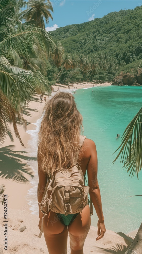 Solo Traveler Enjoying a Secluded Tropical Beach