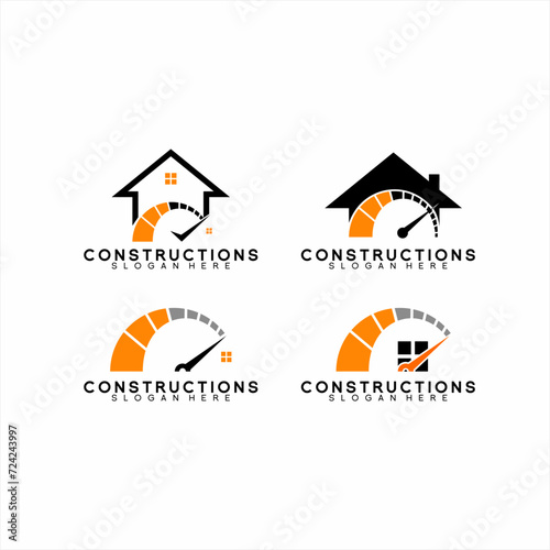Real estate logo design with speedometer concept.