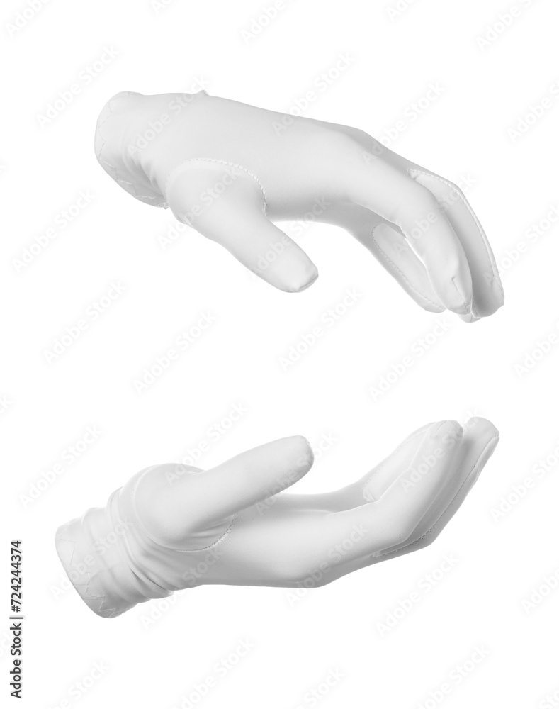 Magician holding something on white background, closeup Magician holding something on white background, closeup