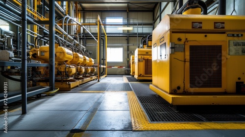 Generator room with two generators in factory standby for power backup, Diesel generator photo