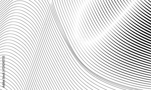 Waves of black lines with complex shapes. The background is white. Vector illustration EPS10.