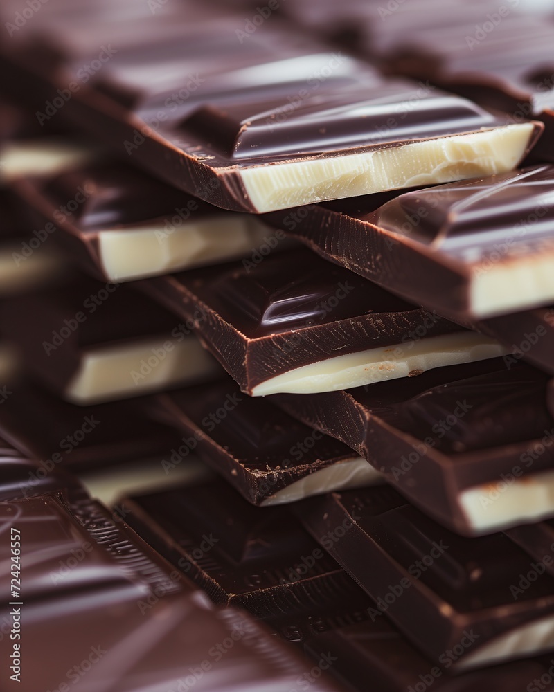 White and black chocolate bars. Shot of sweets for decoration of a store, coffee shop or cafe White and black chocolate bars. Shot of sweets for decoration of a store, coffee shop or cafe