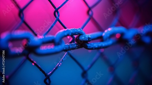 Close-Up of Rusty Chain Link Fence With Barbed Wire photo