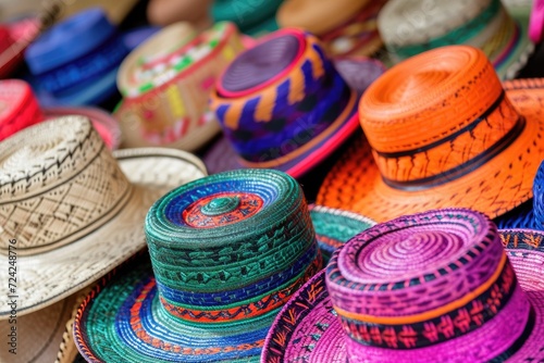 Colorful Mexican sombrero souvenirs available in Yucatan Riviera Maya Latin America Mexico travel backdrop