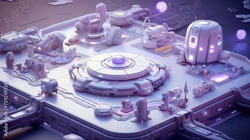 cute 3d starbase isometric photo