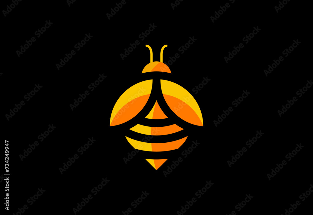 Photography Modern honey Bee animals logo design vector template