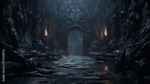 black marble landscape, the gate of hell