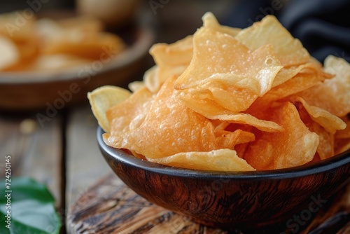 Traditional Indonesian snack made from cassava served in a wooden bowl