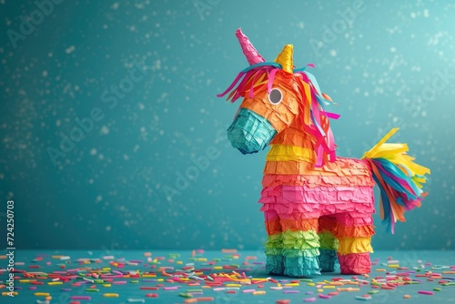 Mexican piñata for birthday or Cinco de Mayo with sprinkles Space for text on cards or invitations photo