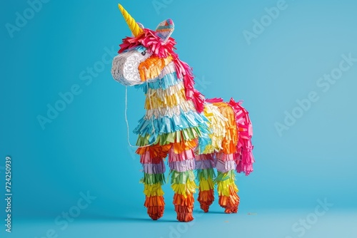 Blue background Mexican Christmas pinata used for posadas