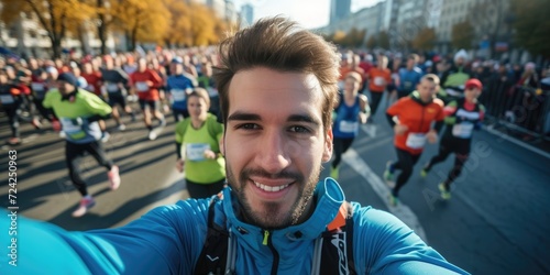 Young happy marathon runner...