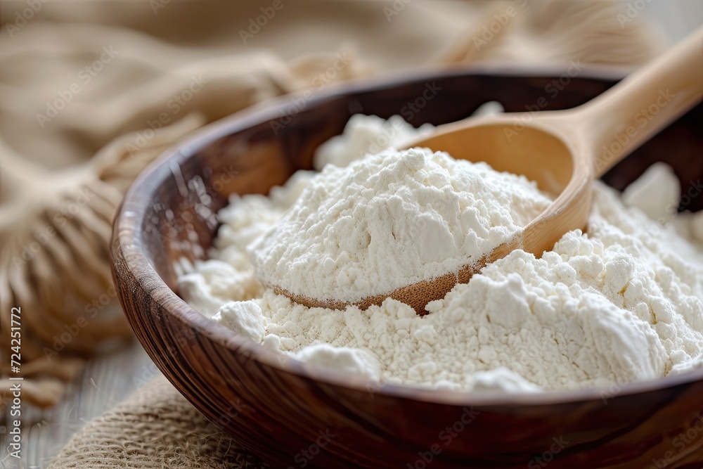 Tapioca starch in a bowl with a spoon