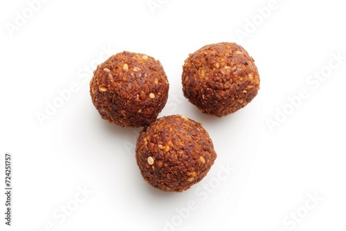 Top view of an isolated falafel ball on a white background