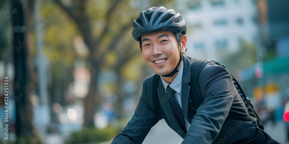 Mann fährt mit dem Rad zur Arbeit Mann fährt mit dem Rad zur Arbeit