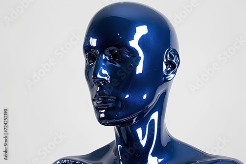Isolated white male mannequin with glossy color photo