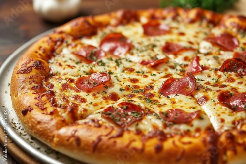 Indulge in a mouthwatering californiastyle pizza, topped with savory pepperoni and gooey cheese, for the ultimate fast food experience that will transport you to the streets of italy