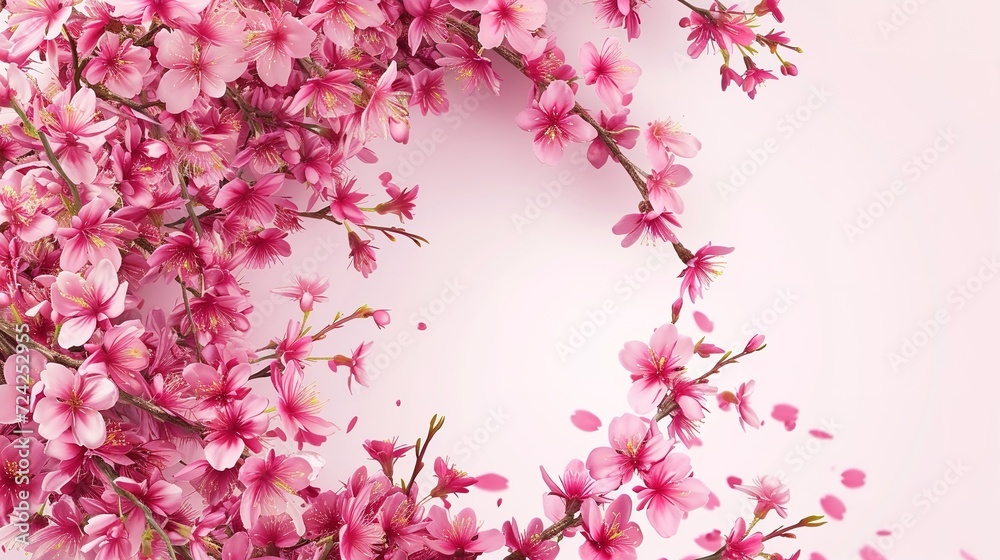 Cherry blossom wreath card design , generative ai, Cherry blossom wreath card design , generative ai,