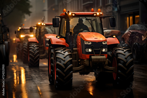 City Protests: Farmers Rally Against Taxes, Laws, and Benefits Cuts, Tractors Jam Streets in Protest. © YOUCEF